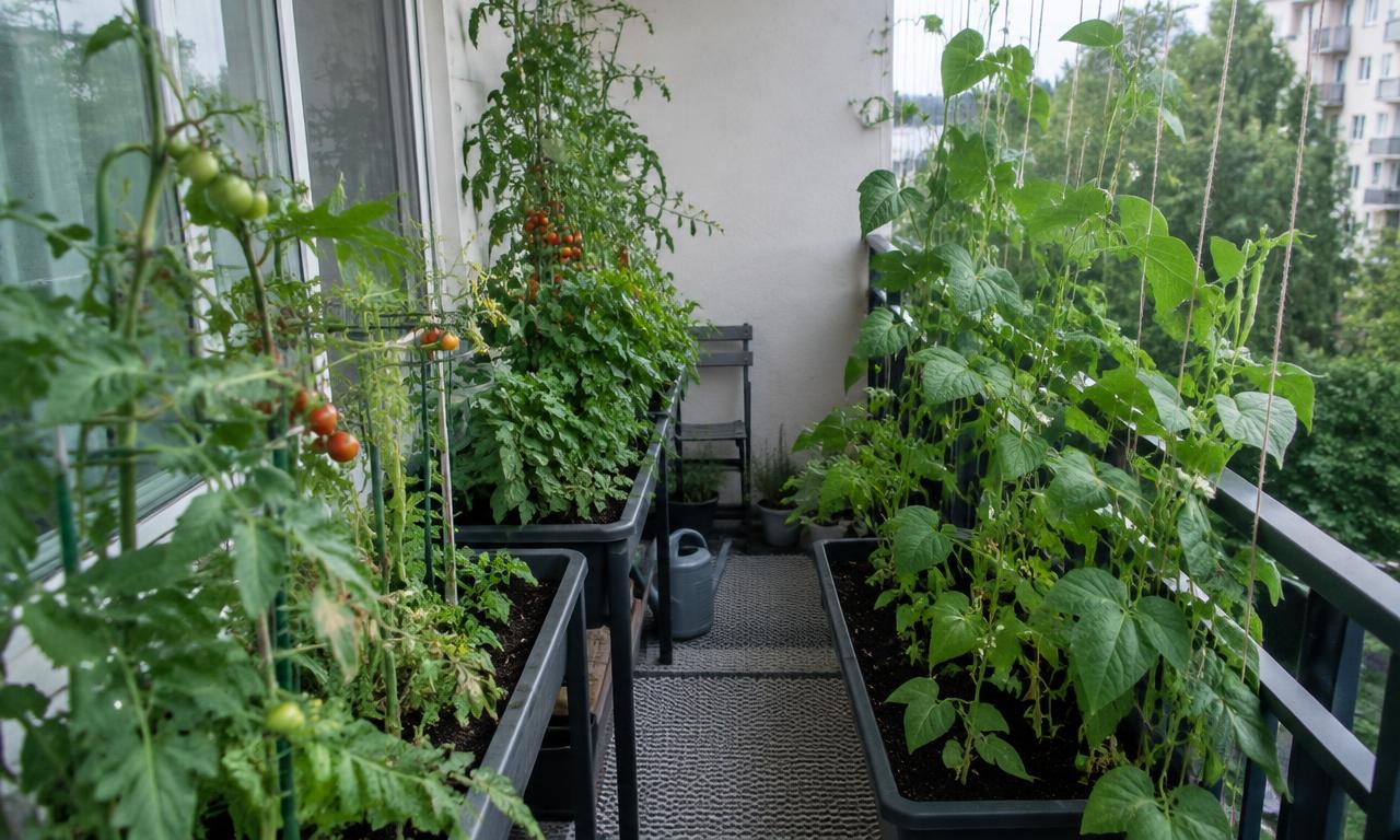 Un balcon bien rempli : le résultat d'un an d'essais, d'erreurs et de recommencements.